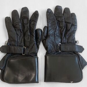 PARAGON Black Leather Motorcycle Gloves